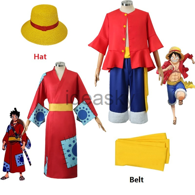 Red Wano Shirt Suit para homens Mulheres e Crianças, Luffy Cosplay